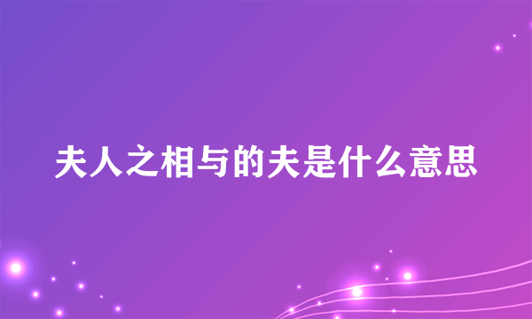 夫人之相与的夫是什么意思