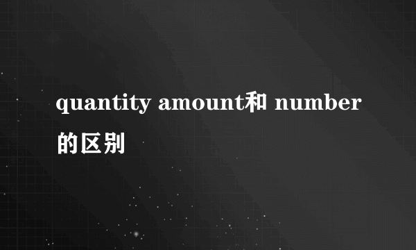 quantity amount和 number的区别