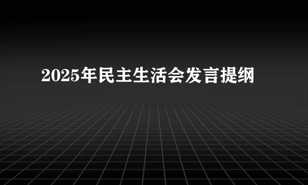2025年民主生活会发言提纲