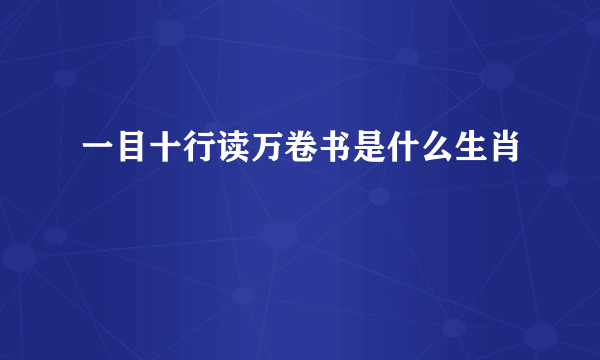 一目十行读万卷书是什么生肖