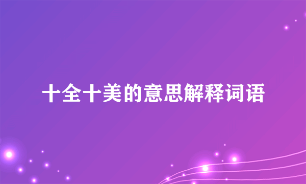 十全十美的意思解释词语