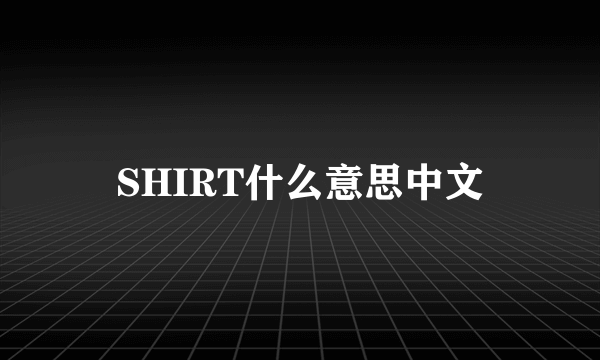 SHIRT什么意思中文