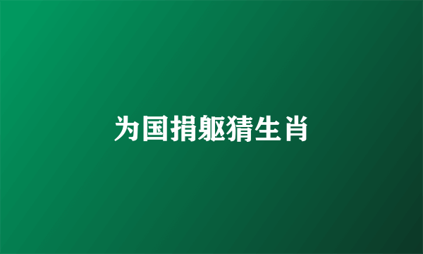 为国捐躯猜生肖