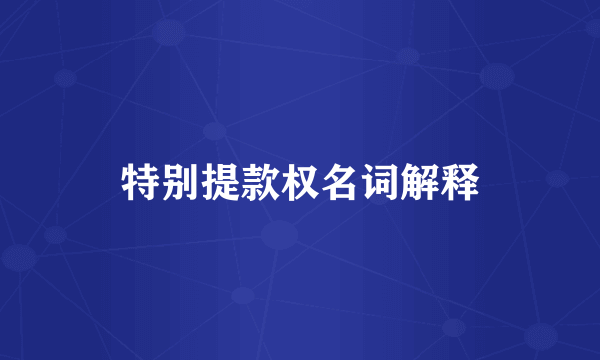 特别提款权名词解释