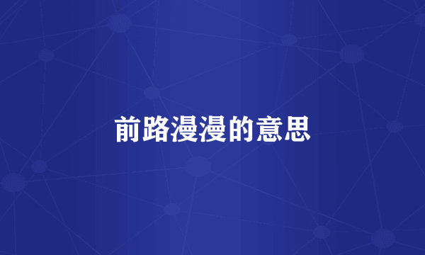 前路漫漫的意思