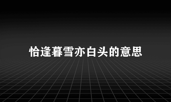 恰逢暮雪亦白头的意思