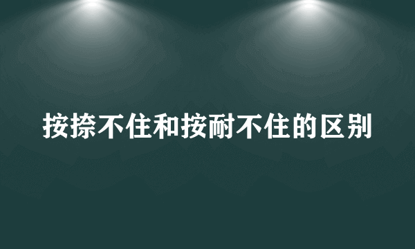 按捺不住和按耐不住的区别