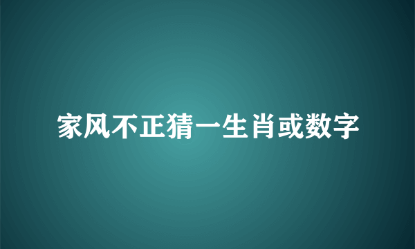 家风不正猜一生肖或数字