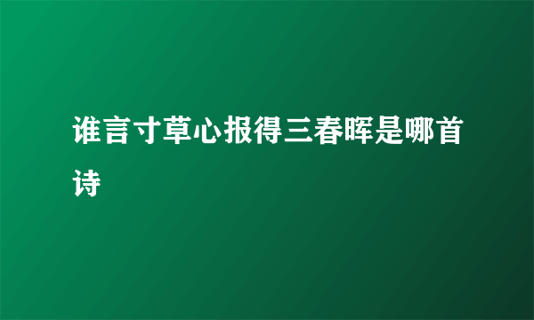 谁言寸草心报得三春晖是哪首诗