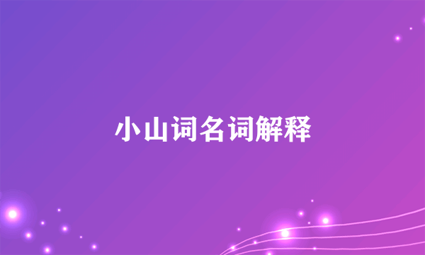 小山词名词解释