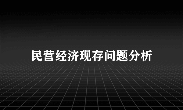 民营经济现存问题分析