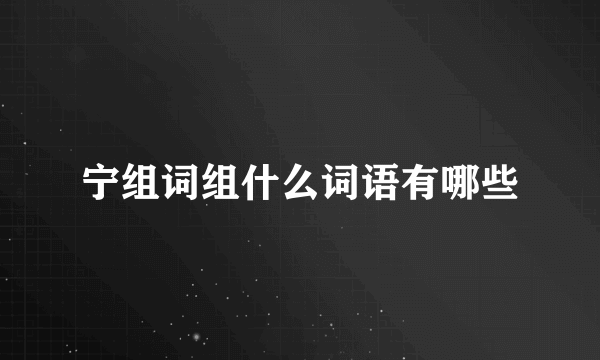 宁组词组什么词语有哪些