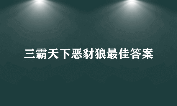 三霸天下恶豺狼最佳答案