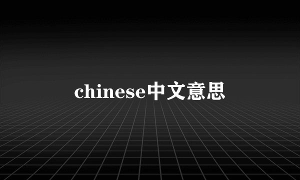 chinese中文意思