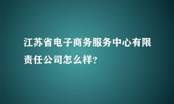 江苏省电子商务服务中心有限责任公司怎么样？
