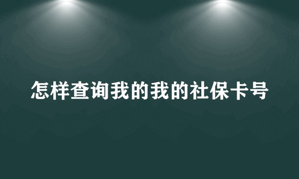 怎样查询我的我的社保卡号