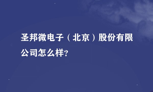圣邦微电子（北京）股份有限公司怎么样？