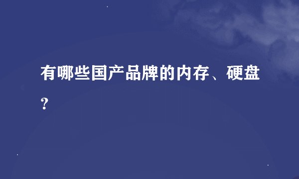 有哪些国产品牌的内存、硬盘？