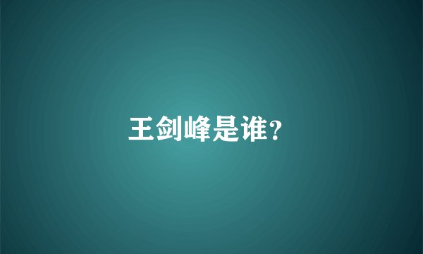 王剑峰是谁？