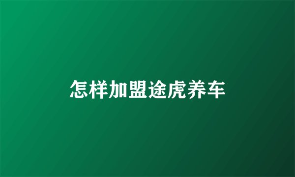 怎样加盟途虎养车