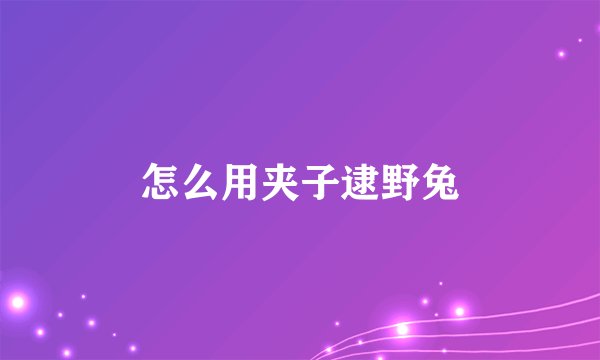 怎么用夹子逮野兔
