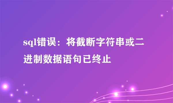 sql错误：将截断字符串或二进制数据语句已终止