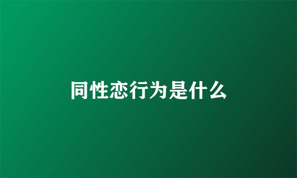 同性恋行为是什么