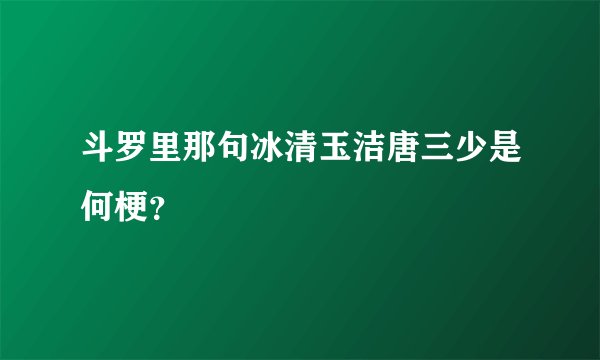 斗罗里那句冰清玉洁唐三少是何梗？