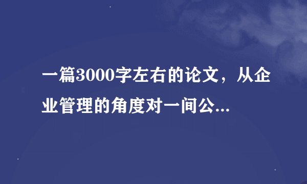 一篇3000字左右的论文，从企业管理的角度对一间公司做案例分析。满意的答案再加50分。