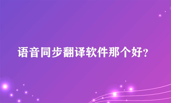 语音同步翻译软件那个好？
