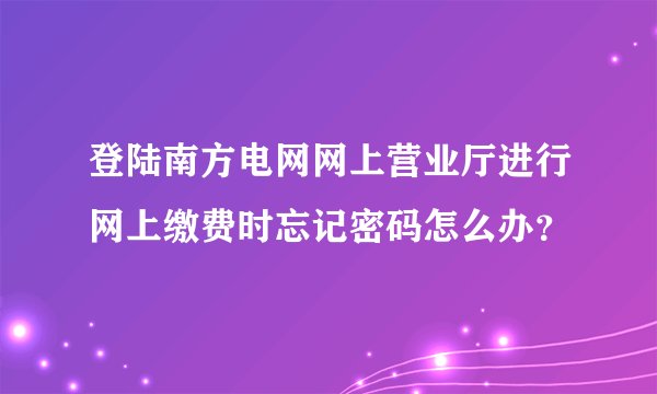 登陆南方电网网上营业厅进行网上缴费时忘记密码怎么办？