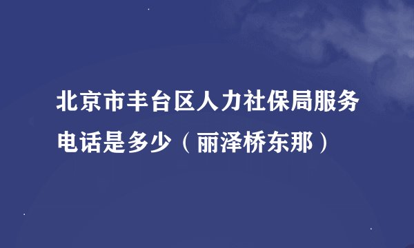 北京市丰台区人力社保局服务电话是多少（丽泽桥东那）