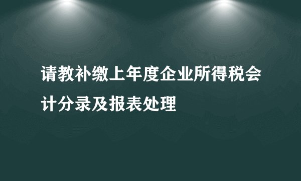 请教补缴上年度企业所得税会计分录及报表处理