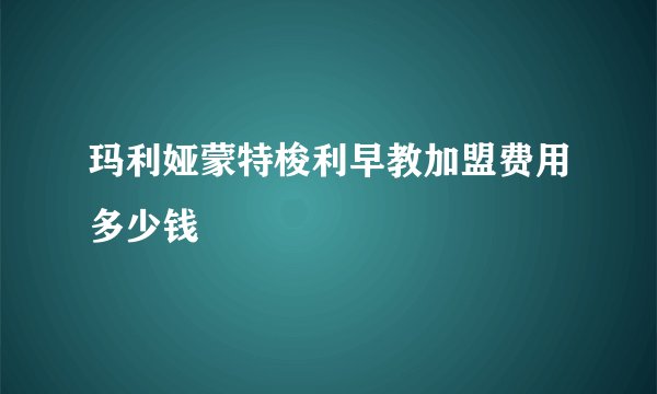 玛利娅蒙特梭利早教加盟费用多少钱