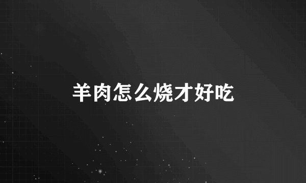 羊肉怎么烧才好吃