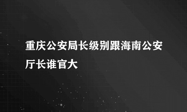 重庆公安局长级别跟海南公安厅长谁官大