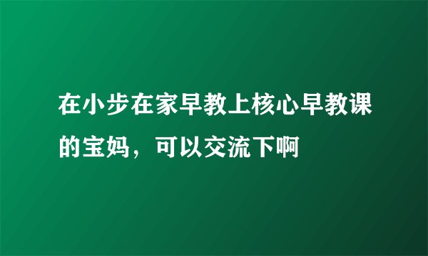 在小步在家早教上核心早教课的宝妈，可以交流下啊