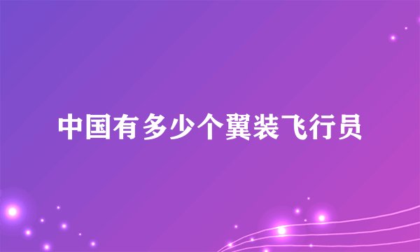 中国有多少个翼装飞行员