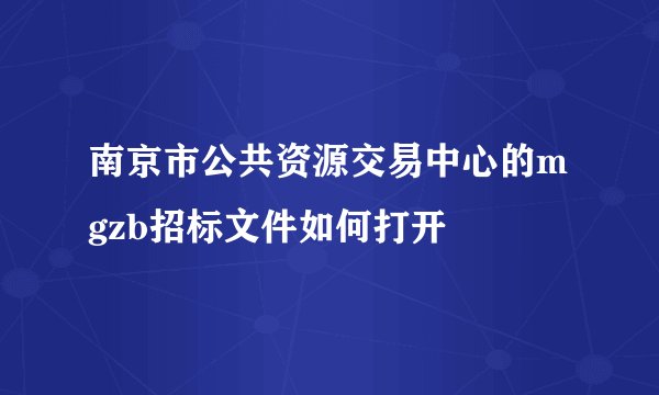 南京市公共资源交易中心的mgzb招标文件如何打开