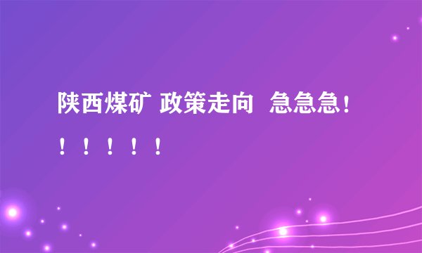 陕西煤矿 政策走向  急急急！！！！！！