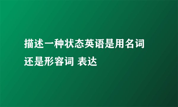 描述一种状态英语是用名词 还是形容词 表达