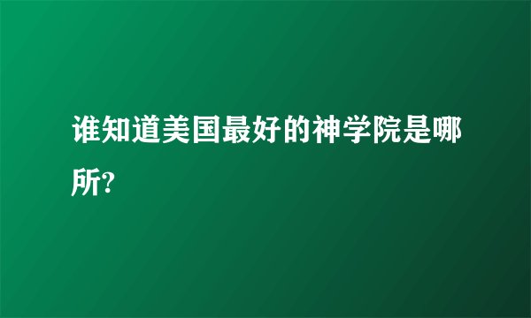 谁知道美国最好的神学院是哪所?