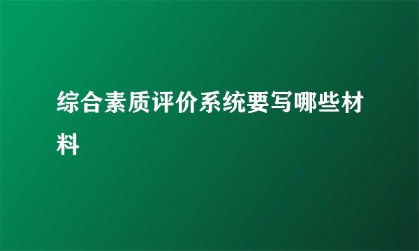 综合素质评价系统要写哪些材料