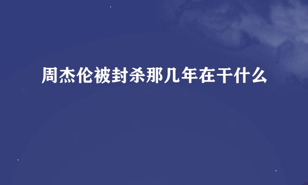 周杰伦被封杀那几年在干什么