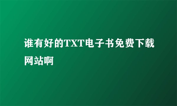 谁有好的TXT电子书免费下载网站啊