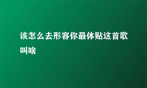 该怎么去形容你最体贴这首歌叫啥