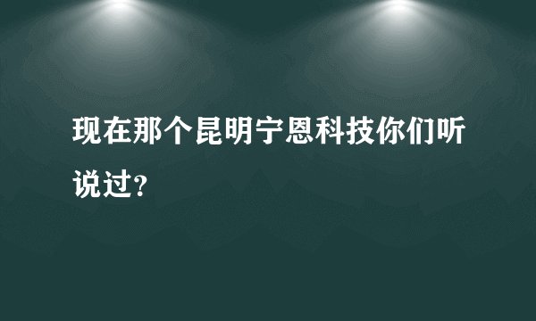 现在那个昆明宁恩科技你们听说过？