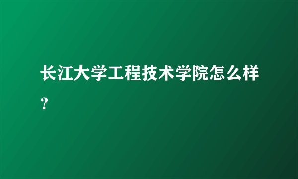 长江大学工程技术学院怎么样？