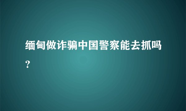 缅甸做诈骗中国警察能去抓吗？