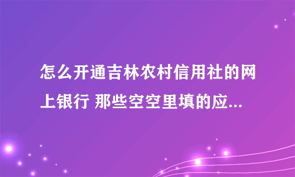 怎么开通吉林农村信用社的网上银行 那些空空里填的应该是什么 在哪申请 怎么申请 谢谢啦 我很急的